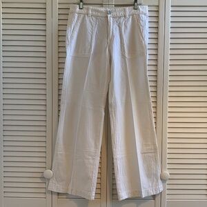 Pilcro and the Letterpress Linen and Cotton White Wide Leg Pants Size 10
